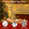 Lewondr Christmas Tree Topper, Metal Frame Deer Tree Topper with 50 Warm Light Beads, Remote & USB Operated Tree Topper with Lights 6H Timer, Xmas Tree Decor for Holiday Home Decoration, Brown view 2