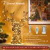 Lewondr Christmas Tree Topper, Metal Frame Deer Tree Topper with 50 Warm Light Beads, Remote & USB Operated Tree Topper with Lights 6H Timer, Xmas Tree Decor for Holiday Home Decoration, Brown view 4
