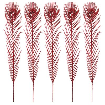 Queens of Christmas Peacock Feather Pick, Red