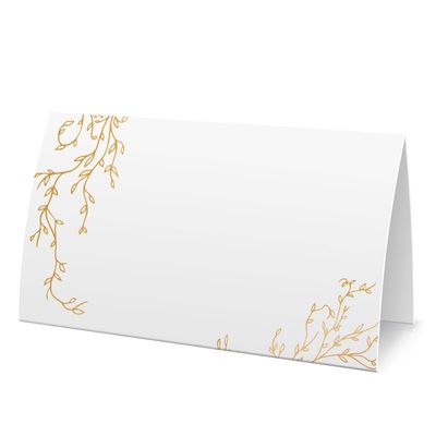 Golden Leaf Food Tent Labels - 25 Pack Wedding & Banquet Table Cards - Perfect for Place Cards, Buffet Food Labels (FZ-a07)