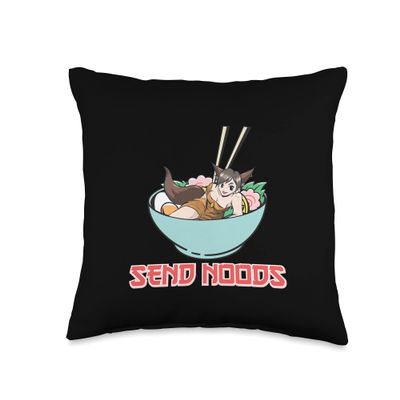 Funny send noods ramen bowl Throw Pillow