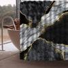 4 Pcs Marble Shower Curtain Sets, Gold Cracked Lines Crystal Geode Black Grey Bathroom Decor, Rug Toilet Lid Cover and Non-Slip U Shape Mat, Waterproof Polyester Shower Curtain with 12 Hooks, 72 x 72 view 3