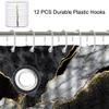 4 Pcs Marble Shower Curtain Sets, Gold Cracked Lines Crystal Geode Black Grey Bathroom Decor, Rug Toilet Lid Cover and Non-Slip U Shape Mat, Waterproof Polyester Shower Curtain with 12 Hooks, 72 x 72 view 4