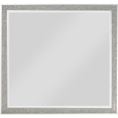 Acme Sliverfluff Rectangular Wooden Mirror in Mirrored and Champagne