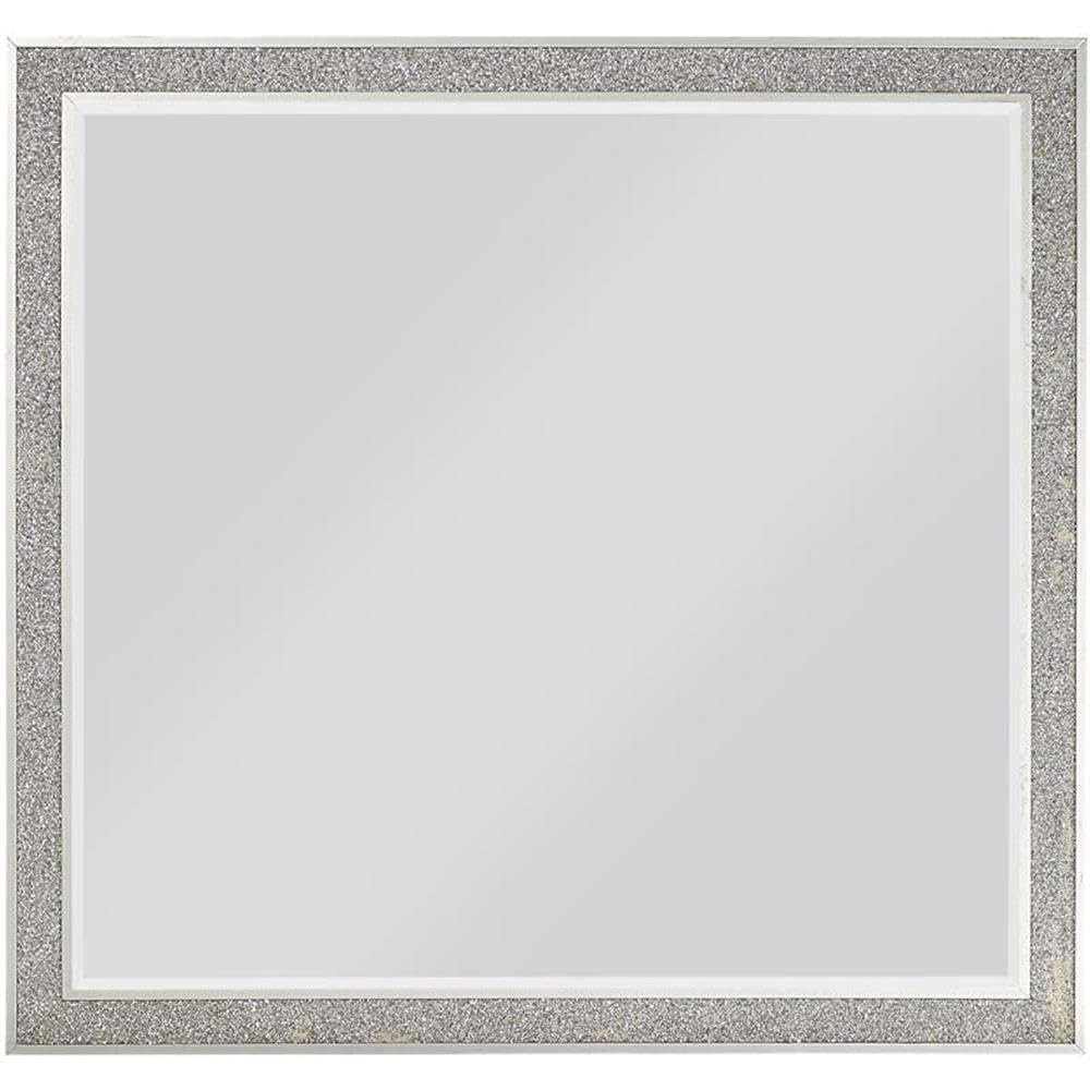 Acme Sliverfluff Rectangular Wooden Mirror in Mirrored and Champagne
