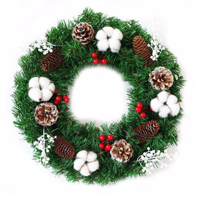 WSYKC Christmas Wreath, 15.7IN Artificial Christmas Wreath, Artificial Christmas Wreath for Front Door Ornament Wall, Holiday Christmas Party Decorations