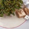 SARO LIFESTYLE Linen Christmas Tree Skirt  Toscana Collection  Natural with Red Piping  Classic Holiday Farmhouse Dcor, 72", Red view 1