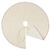 SARO LIFESTYLE Linen Christmas Tree Skirt  Toscana Collection  Natural with Red Piping  Classic Holiday Farmhouse Dcor, 72", Red view 3