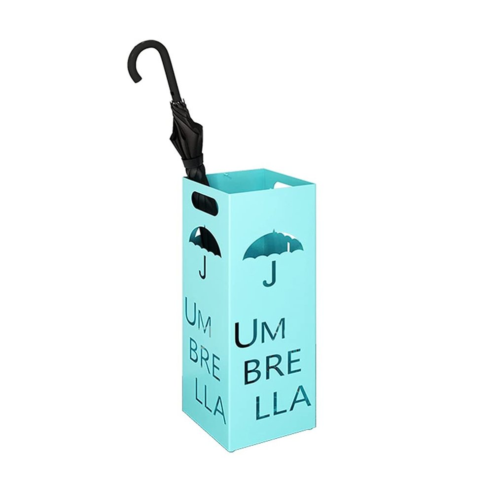 Umbrella Racks Metal Wrought Iron Umbrella Stand, Modern Simple Umbrella Bucket, Large Capacity Umbrella Storage Rack at The Entrance of A Home Hotel, with 2 Hooks (Color : Green)