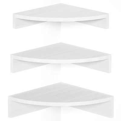 Alsonerbay White Corner Shelf Wall Mount, Set of 3 Floating Shelves for Storage and Display, Rustic Wood Shelves for Bedroom, Living Room, Bathroom, Entryway, Garage