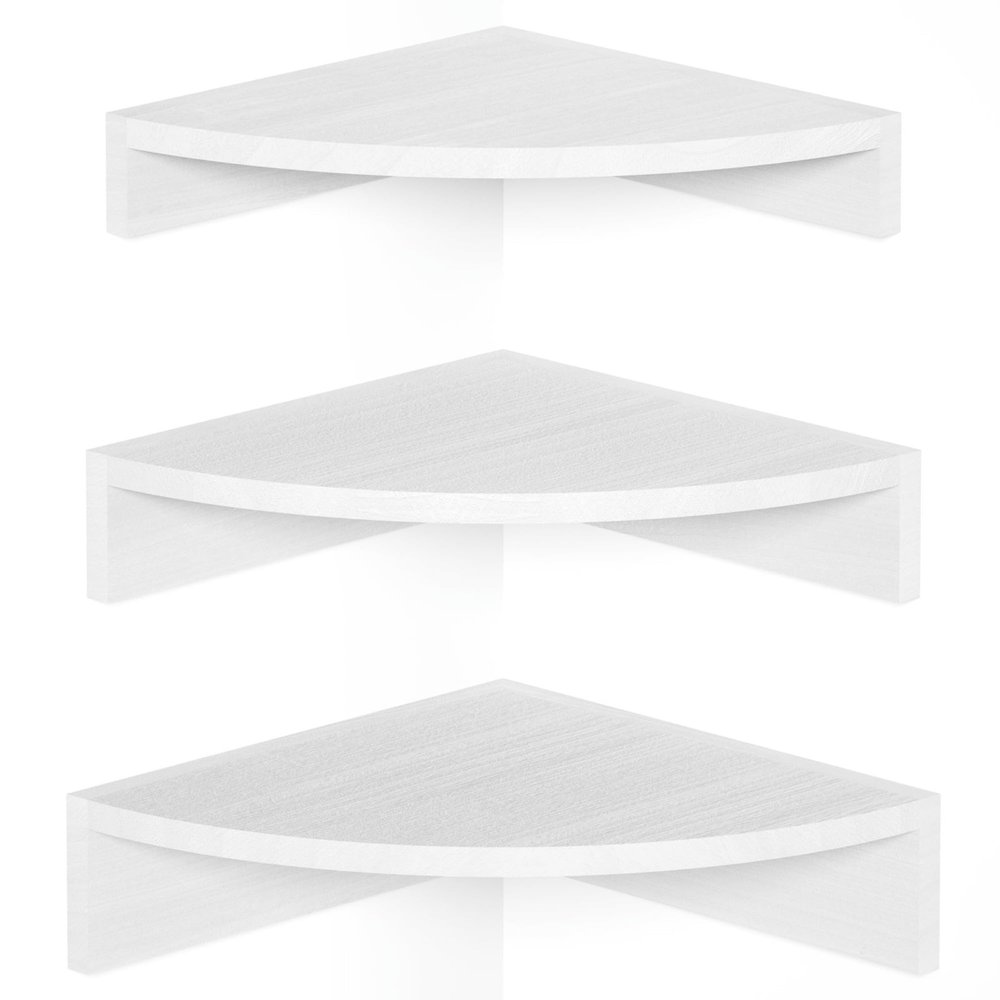 Alsonerbay White Corner Shelf Wall Mount, Set of 3 Floating Shelves for Storage and Display, Rustic Wood Shelves for Bedroom, Living Room, Bathroom, Entryway, Garage