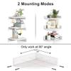 Alsonerbay White Corner Shelf Wall Mount, Set of 3 Floating Shelves for Storage and Display, Rustic Wood Shelves for Bedroom, Living Room, Bathroom, Entryway, Garage view 4