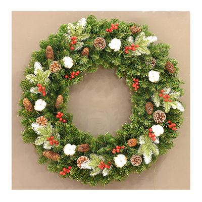 WEIGE 45/50/60/80 cm Waterproof Christmas Wreath, Artificial Christmas Wreath with Simulation of red Fruit, Pine Cones for Christmas Party Decor Indoor Outdoor - Section A 80 cm