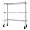 Auslar 3-Shelf Storage Shelves with Casters Heavy Duty 3-Tier Rolling Cart Utility Racks Adjustable Wire Metal Storage Shelving, Chrome view 1