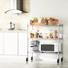 Auslar 3-Shelf Storage Shelves with Casters Heavy Duty 3-Tier Rolling Cart Utility Racks Adjustable Wire Metal Storage Shelving, Chrome view 2