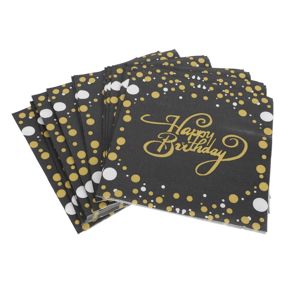 ABOOFAN 100Pcs Gold Luncheon Paper Napkins Birthday Tissue Paper for Wedding Baby Bridal Shower Christmas Cocktail Dessert Dinner Holiday Towels Black