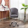 Velvet Office Desk Chair, Upholstered Tufted Desk Chair, 360 Swivel Height Adjustable Comfy Upholstered Leisure Arm Accent Chair, Cute Modern Vanity Chair for Home/Office/Bedroom/Living Room (Gray) view 1