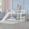 Bellemave Full Bunk Beds with Slide Full Over Full Low Bunk Bed Frame Wood Floor Bunkbed for Boys Girls Teens Bedroom Dorm, White view 1