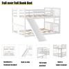 Bellemave Full Bunk Beds with Slide Full Over Full Low Bunk Bed Frame Wood Floor Bunkbed for Boys Girls Teens Bedroom Dorm, White view 4