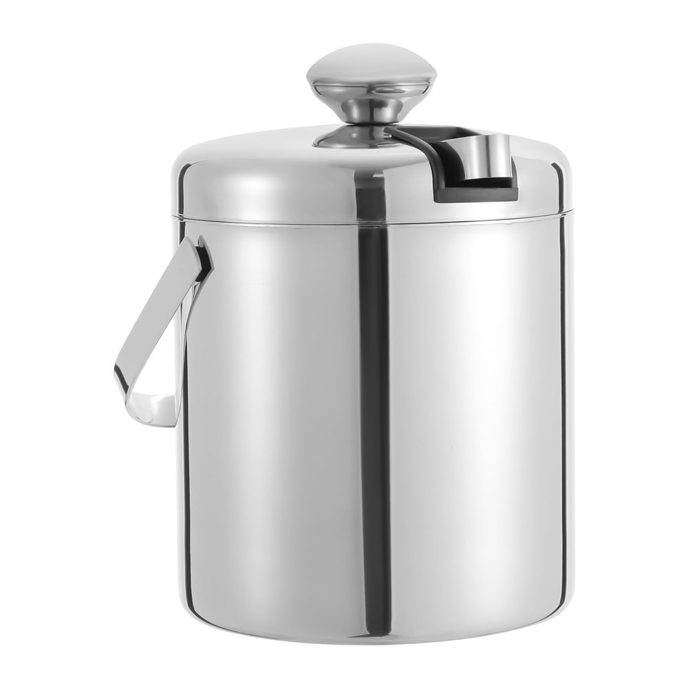 1.3L Insulated Ice Bucket with Lid & Handle & Tongs, Double-Wall Stainless Steel Wine Champagne Beer Beverage Bar Tools Ice Bucket Container Chiller for Home Bar,Chilling Beer