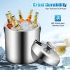 1.3L Insulated Ice Bucket with Lid & Handle & Tongs, Double-Wall Stainless Steel Wine Champagne Beer Beverage Bar Tools Ice Bucket Container Chiller for Home Bar,Chilling Beer view 2