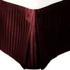 1 Piece Tailored Pleated Striped Bedskirt 100% Egyptian Cotton, 800 Thread Count, Striped Pattern with Split Corners Easy Fit, 24 Inch Drop King Size, Wine Striped view 1