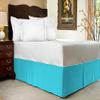 1 Piece Tailored Pleated Striped Bedskirt 100% Egyptian Cotton, 800 Thread Count, Striped Pattern with Split Corners Easy Fit, 24 Inch Drop Olympic Queen Size, Turquoise Blue Striped view 2