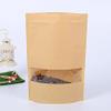 Crysdaralovebi 100pcs Packing Zip Lock Kraft Paper Window Bag Stand up Gift Dried Food Fruit Tea Packaging Pouches Zipper Self Sealing Bags (14X22cm) view 2
