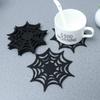 6Pcs Halloween Spider Web Coasters Washable Halloween Place Mats Decorative Spider Web Coasters Placemats Table Decorations Black view 2