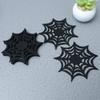 6Pcs Halloween Spider Web Coasters Washable Halloween Place Mats Decorative Spider Web Coasters Placemats Table Decorations Black view 3