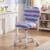 DM Furniture Small Desk Chair Swivel Kids Office Chair Fuzzy Student Computer Task Chair Faux Fur Vanity Chair Cute Heart Chair for Girls Boys Bedroom, Rainbow view 1