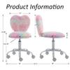 DM Furniture Small Kids Chair, Cute Heart Girls Desk Chair, Rolling Study Chairs Furry Pink Computer Chairs, Faux Fur Swivel Vanity Chairs for Children Bedroom/Study, Colorful view 2