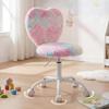 DM Furniture Small Kids Chair, Cute Heart Girls Desk Chair, Rolling Study Chairs Furry Pink Computer Chairs, Faux Fur Swivel Vanity Chairs for Children Bedroom/Study, Colorful view 4