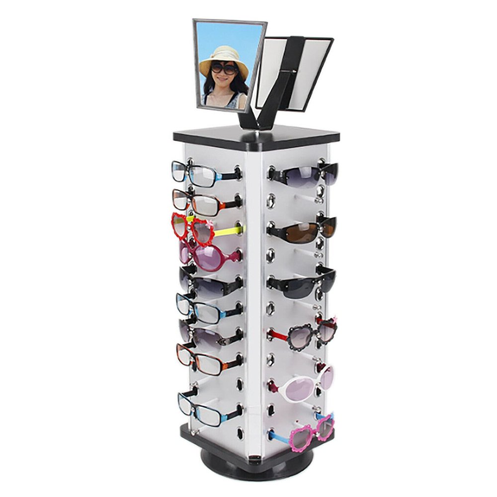 CNCEST Sunglasses Display Stand Sunglasses Holder for Multiple Glasses 360 Rotating Display Stand Sunglass Display Stand Sunglass Organizer Stand Sunglass Holder Stand Rack 44 Pairs (Square shape)