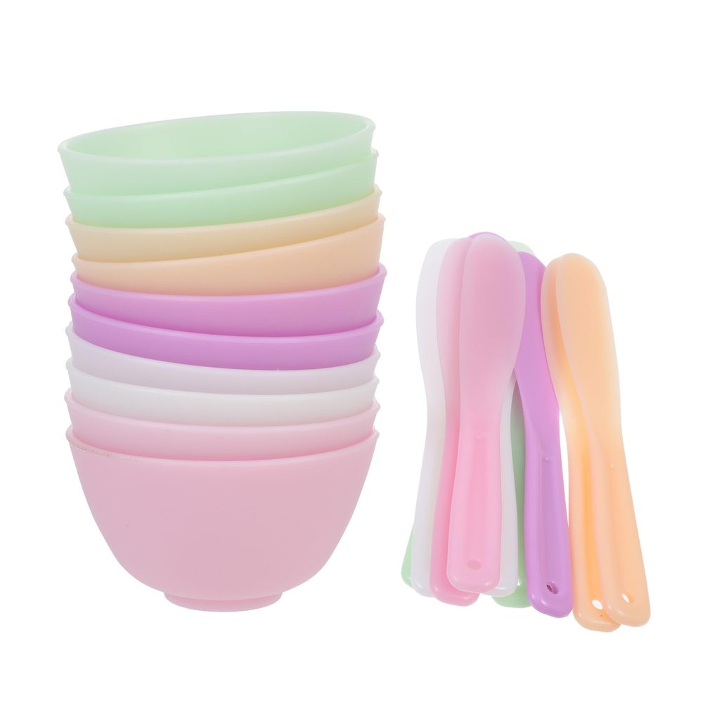Healifty Face Mask Skin Care Facial Brush 10pcs Makeup Mixing Bowl with 10pcs Stick Set Diy Mixing Tool Kit with Silicone Face Cream Lotion Bowls Skin Care