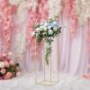 2 Pcs-Gold Tall Vase Wedding Flower Stand Flower Rack Floor Vase Column Stand Geometric Metal Wedding Centerpieces for Table Decoration,Flower Vase Holder Pillar Display Rack for Party (80cm+100cm) view 2