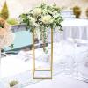 2 Pcs-Gold Tall Vase Wedding Flower Stand Flower Rack Floor Vase Column Stand Geometric Metal Wedding Centerpieces for Table Decoration,Flower Vase Holder Pillar Display Rack for Party (80cm+100cm) view 4