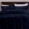 Navy Blue Box Stitched Down Alternative Blanket Olympic Queen (98'' x 98'') 600 GSM 800 Thread Count Premium All-Season Cotton 3PC view 1