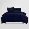 Navy Blue Box Stitched Down Alternative Blanket Olympic Queen (98'' x 98'') 600 GSM 800 Thread Count Premium All-Season Cotton 3PC view 2