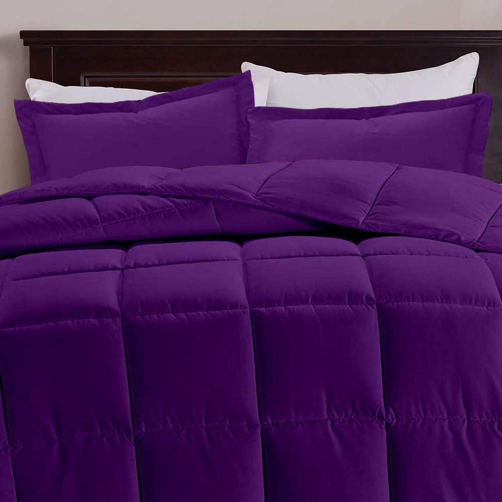 All Star Linen Purple Box Stitched Down Alternative Blanket Eastern King 116'' x 108''