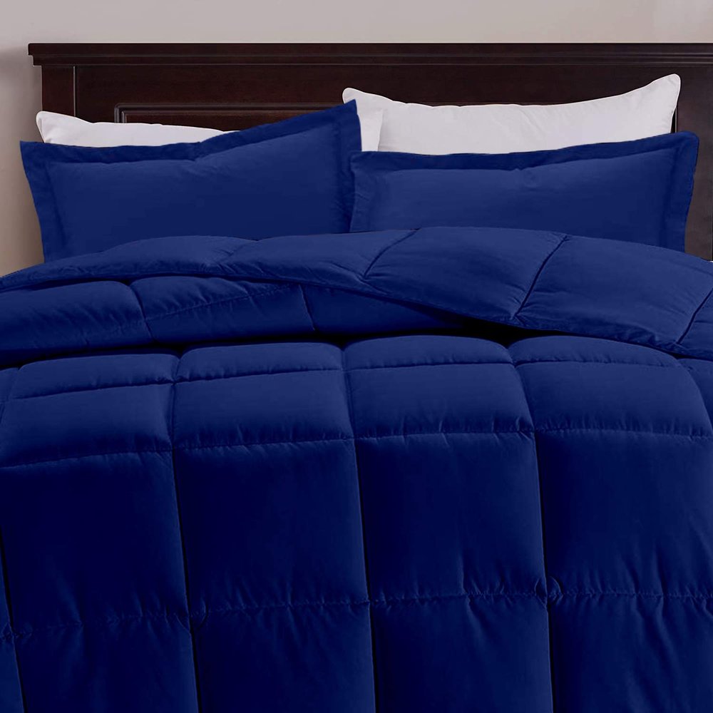 All Star Linen Royal Blue Box Stitched Down Alternative Blanket Eastern King 116'' x 108''