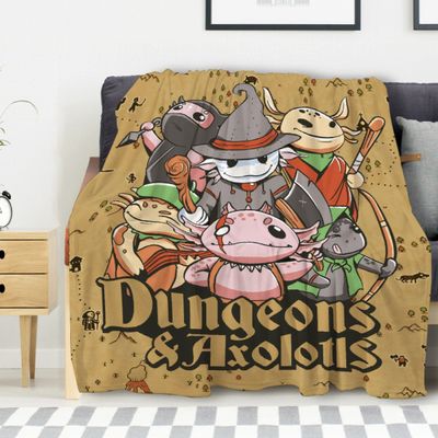 Avalokitesvara Dungeon Axolotl Flannel Blanket Super Soft and Warm for Bed Couch Sofa 120x90 Inch for Family