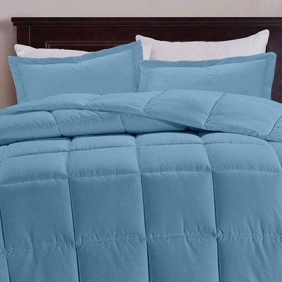 All Star Linen Light Blue Box Stitched Down Alternative Blanket Palatial King 120x98