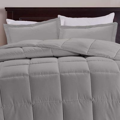 All Star Linen Light Grey Box Stitched Down Alternative Blanket Eastern King 116'' x 108''