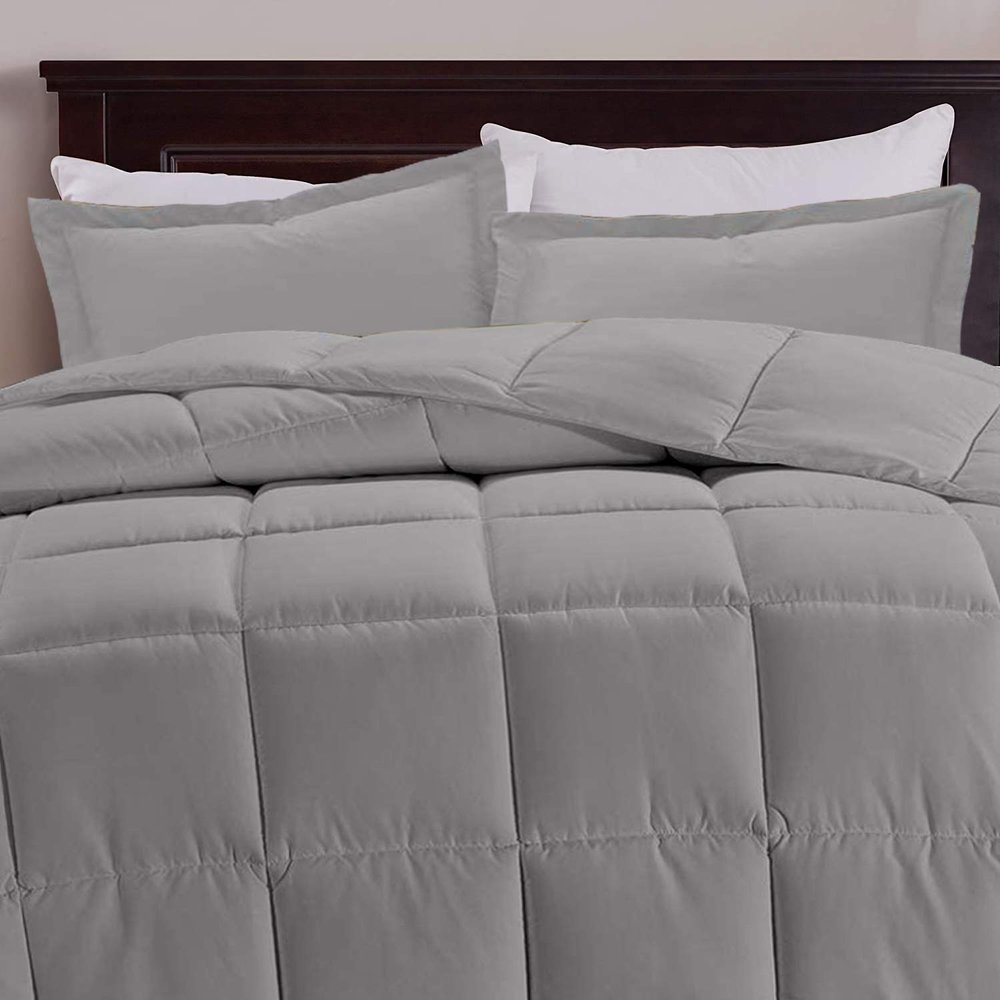 All Star Linen Light Grey Box Stitched Down Alternative Blanket Eastern King 116'' x 108''