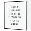 Feminist Canvas Wall Art,Never Apologize For Being A Powerful Woman Print,Inspirational Office Decor Modern Artwork Painting For Living Room Office Home Decoration 8''x12'' Framed view 1