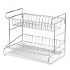 Dish Drying Rack 304 Stainless Steel 2-Tier Dish Rack Dish Drainer for Kitchen Counter Cabinet (Color : Silver, Size : 41.3 * 28.7 * 35cm) view 1