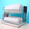 Dish Drying Rack 304 Stainless Steel 2-Tier Dish Rack Dish Drainer for Kitchen Counter Cabinet (Color : Silver, Size : 41.3 * 28.7 * 35cm) view 3