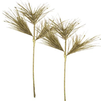 Queens of Christmas Peacock Feather Spray Branch Pick, Gold