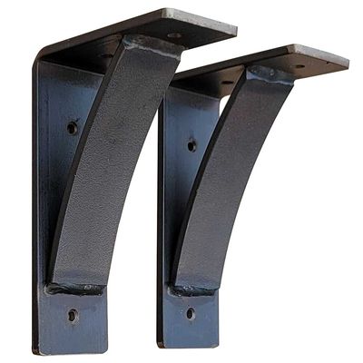 Rustic Red Door Co. Heavy Duty Fireplace Steel Mantel Brackets - Countertop Support - Hand Welded Bracket (Pack of 2) (5"x8"x2.5", Natural Steel)